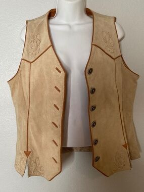 Cripple Creek vintage beige suede leather western vest size L
